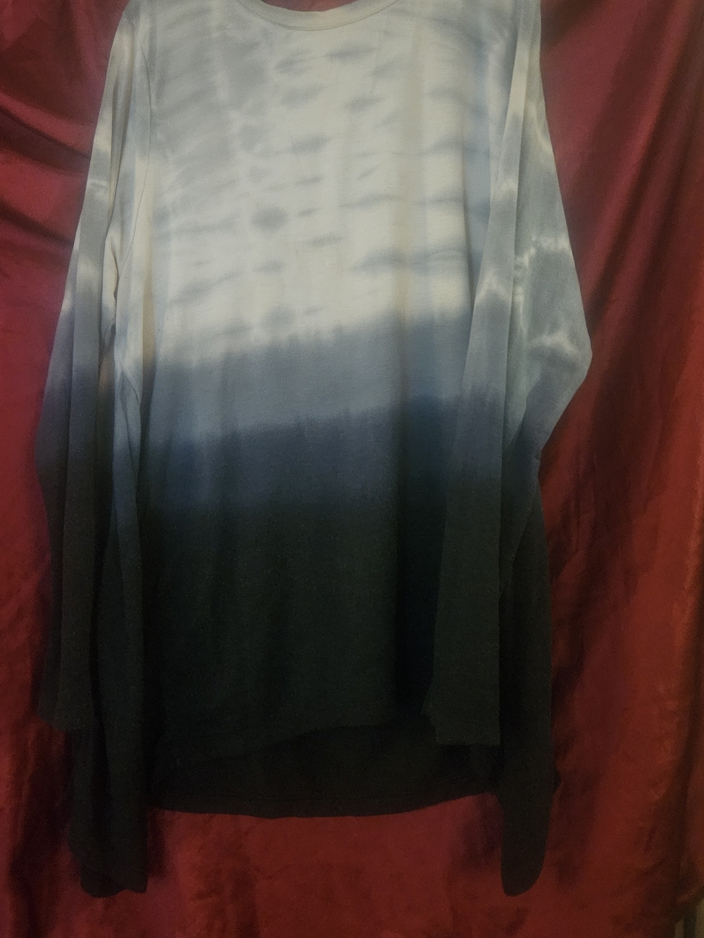 Style & Co. Women's Ombre Crewneck Shirt in White and Dark Gray